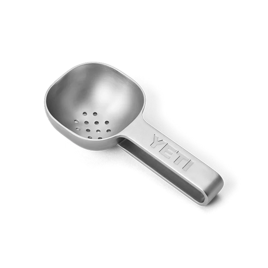 YETI stainless steel ice scoop with built-in drainage holes