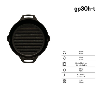 Petromax Cast Iron Grill Fire Skillet with Two Handles