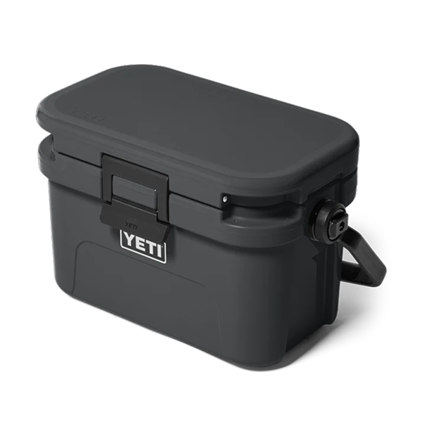 Charcoal YETI Roadie 8 cool box with the lid closed