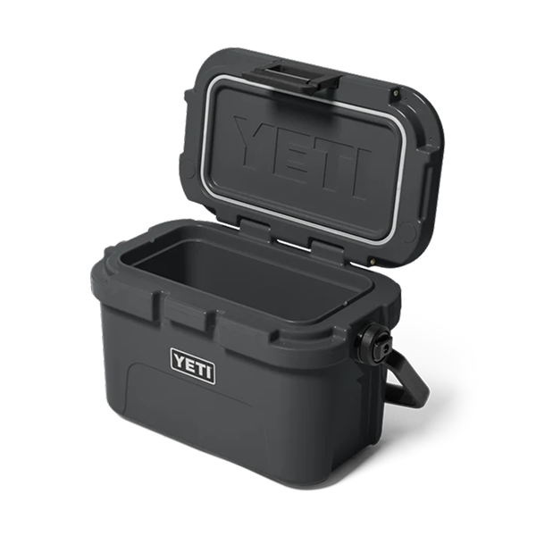 Charcoal YETI Roadie 8 cool box with the lid open