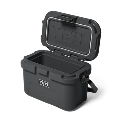 Charcoal YETI Roadie 8 cool box with the lid open