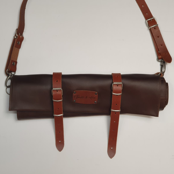 Buckle & Hide Knife Roll - 12 Piece - Dark Brown