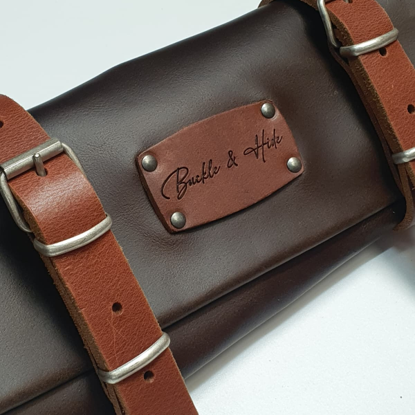 Buckle & Hide Knife Roll - 12 Piece - Dark Brown